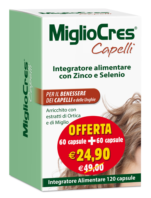 MIGLIOCRES CAPELLI 60 CAPSULE + 60 CAPSULE PROMOZIONE MIGLIOCRES CAPELLI 60 CAPSULE + 60 CAPSULE PROMOZIONE