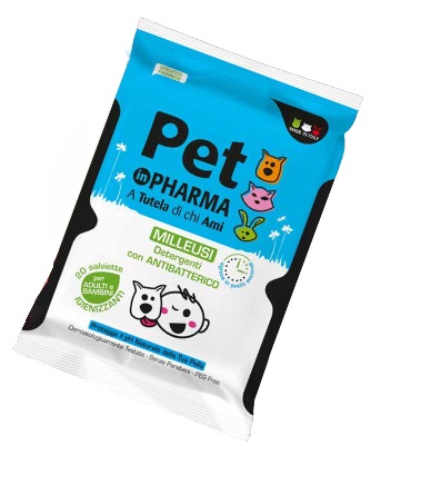 PET IN PHARMA SALVIETTE UMIDIFICATE IGIENIZZANTI CON ANTIBATTERICO PER ADULTI E BAMBINI 20 PEZZI PET IN PHARMA SALVIETTE UMIDIFICATE IGIENIZZANTI CON ANTIBATTERICO PER ADULTI E BAMBINI 20 PEZZI