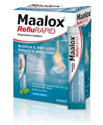 SOSPENSIONE ORALE MAALOX REFLURAPID 20 BUSTINE MONODOSE DA 10 ML SOSPENSIONE ORALE MAALOX REFLURAPID 20 BUSTINE MONODOSE DA 10 ML