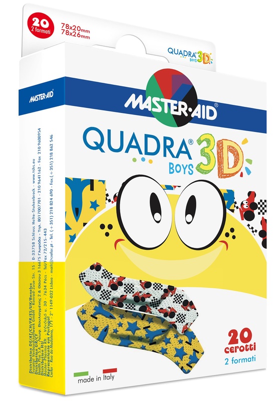 CEROTTO MASTER-AID QUADRA 3D BOYS 20 PEZZI ASSORTITI CEROTTO MASTER-AID QUADRA 3D BOYS 20 PEZZI ASSORTITI