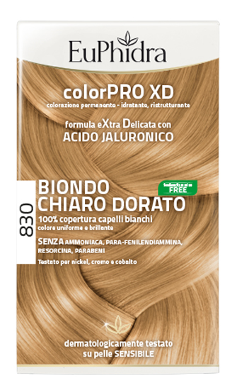 EUPHIDRA COLORPRO XD 830 BIONDO CHIARO DORATO GEL COLORANTE CAPELLI IN FLACONE + ATTIVANTE + BALSAMO + GUANTI EUPHIDRA COLORPRO XD 830 BIONDO CHIARO DORATO GEL COLORANTE CAPELLI IN FLACONE + ATTIVANTE + BALSAMO + GUANTI
