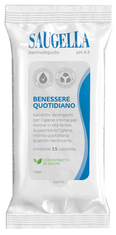 SAUGELLA DERMOLIQUIDO SALVIETTINE 15 PEZZI SAUGELLA DERMOLIQUIDO SALVIETTINE 15 PEZZI