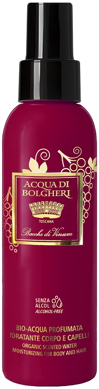 ACQUA DI BOLGHERI BIO ACQUA PROFUMATA IDRATANTE CORPO E CAPELLI BACCHE DI VINUM 150 ML ACQUA DI BOLGHERI BIO ACQUA PROFUMATA IDRATANTE CORPO E CAPELLI BACCHE DI VINUM 150 ML