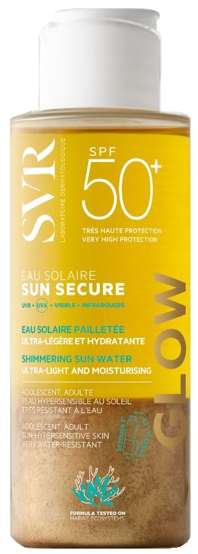 SUN SECURE EAU SOLAIRE GLOW SPF50+ ACQUA SOLARE BRILLANTINI ULTRA LEGGERA E IDRATANTE 100 ML SUN SECURE EAU SOLAIRE GLOW SPF50+ ACQUA SOLARE BRILLANTINI ULTRA LEGGERA E IDRATANTE 100 ML