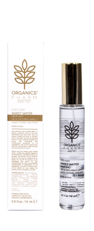 ORGANICS PHARM SWEET WATER PROFUMO DELICATO PER CAPELLI FINOCCHIO E ROSA 15 ML ORGANICS PHARM SWEET WATER PROFUMO DELICATO PER CAPELLI FINOCCHIO E ROSA 15 ML