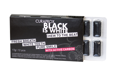 CURAPROX BLACK IS WHITE TO GO CHEWING GUM SLEEVE 12 PEZZI CURAPROX BLACK IS WHITE TO GO CHEWING GUM SLEEVE 12 PEZZI