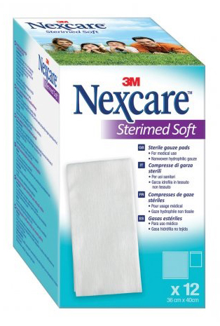 GARZA COMPRESSA STERILE NEXCARE STERIMED SOFT 18X40 CM MUL TILINGUAL 12 PEZZI GARZA COMPRESSA STERILE NEXCARE STERIMED SOFT 18X40 CM MUL TILINGUAL 12 PEZZI