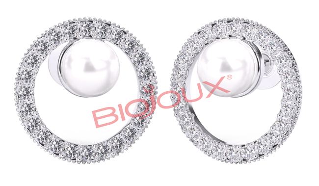 BJT985 ORECCHINI PEARL CRYSTAL STAINLESS STEEL