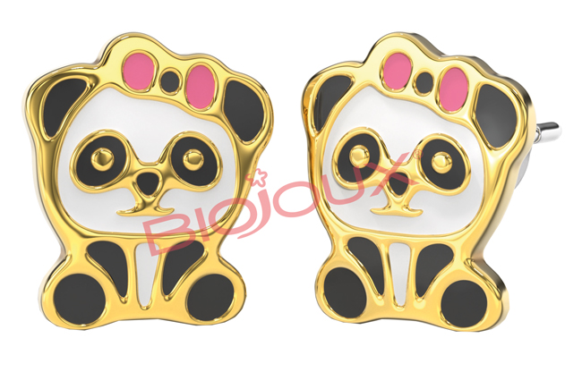 BJT712 ORECCHINI BABY PANDA GOLD PLATED