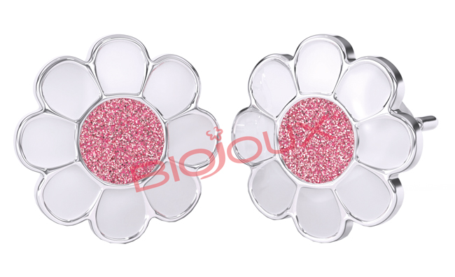 BJT713 ORECCHINI ROSE FLOWE STAINLESS STEEL