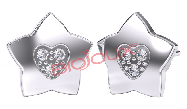BJT716 ORECCHINI STAR/HEART STAINLESS STEEL