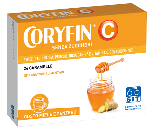 CORYFIN C SENZA ZUCCHERO MIELE ZENZERO 24 CARAMELLE CORYFIN C SENZA ZUCCHERO MIELE ZENZERO 24 CARAMELLE