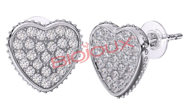 BJT256 ORECCHINI HEART PAVE STAINLESS STEEL BJT256 ORECCHINI HEART PAVE STAINLESS STEEL