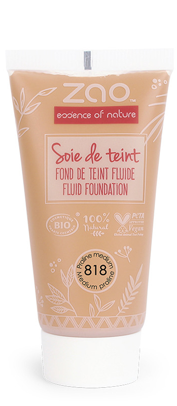 ZAO ORGANIC MAKE UP RICARICA SOIE DE TEINT FONDOTINTA FLUIDO 818 MEDIUM PRALINA 30 ML