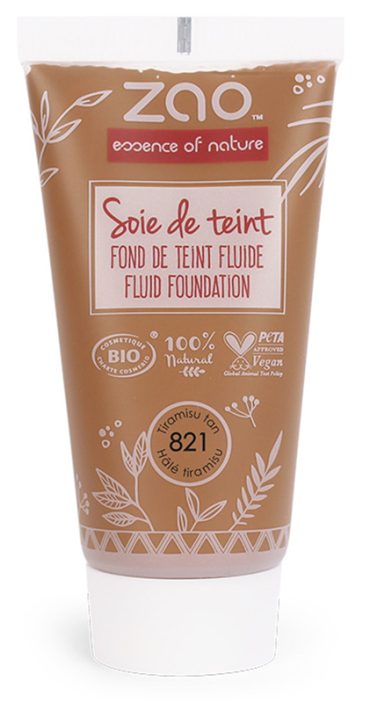 ZAO ORGANIC MAKE UP RICARICA SOIE DE TEINT FONDOTINTA FLUIDO 821 TIRAMISU' 30 ML