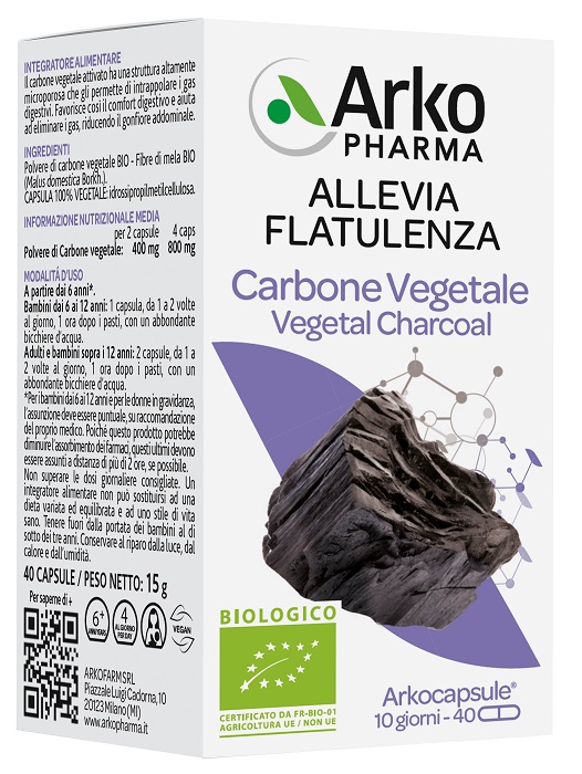 ARKO CAPSULE CARBONE VEGETALE BIO 40 CAPSULE ARKO CAPSULE CARBONE VEGETALE BIO 40 CAPSULE
