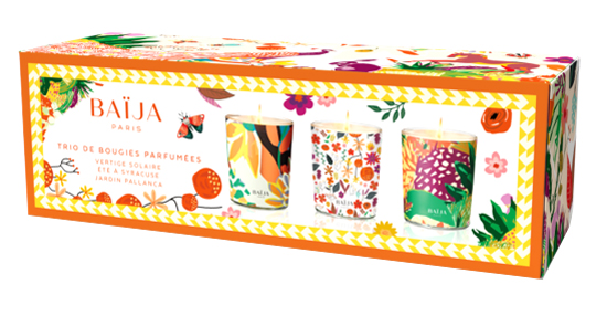 BAIJA INTEMPORELS TRIO CANDELE 75G JARDIN PALLANCA + VERTIGE SOLARIE + ETE A SYRACUSE BAIJA INTEMPORELS TRIO CANDELE 75G JARDIN PALLANCA + VERTIGE SOLARIE + ETE A SYRACUSE
