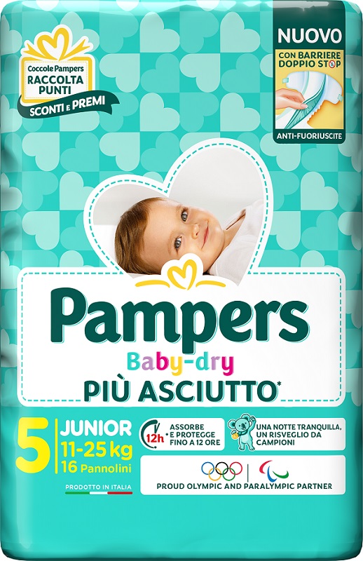 PAMPERS BABY DRY PANNOLINO DOWNCOUNT JUNIOR 16 PEZZI PAMPERS BABY DRY PANNOLINO DOWNCOUNT JUNIOR 16 PEZZI