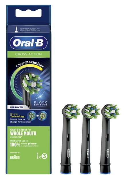 ORALB POWER REFILL EB50 CROSSACTION BLACK 3 PEZZI ORALB POWER REFILL EB50 CROSSACTION BLACK 3 PEZZI