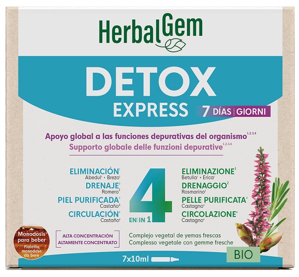 HERBALGEM DETOX EXPRESS BIO 7 GIORNI 7 FIALETTE MONODOSE DA 10 ML SENZA ZUCCHERI AGGIUNTI HERBALGEM DETOX EXPRESS BIO 7 GIORNI 7 FIALETTE MONODOSE DA 10 ML SENZA ZUCCHERI AGGIUNTI