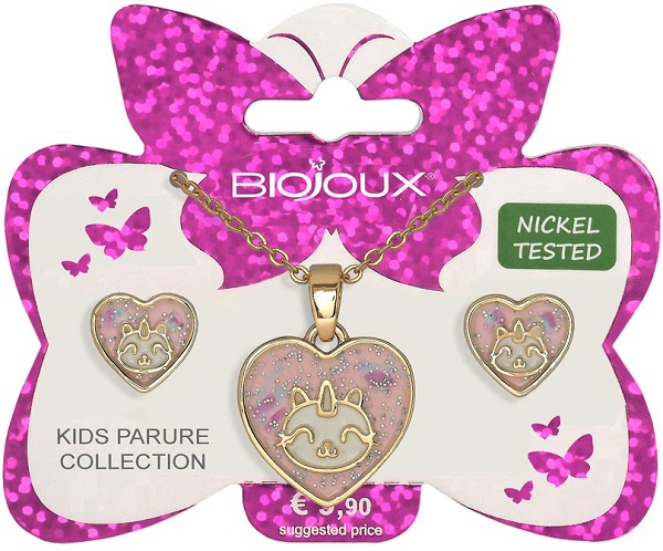 BJS006 PARURE ORECCHINI+COLLANINA UNICORN HEART GOLD PLATED BJS006 PARURE ORECCHINI+COLLANINA UNICORN HEART GOLD PLATED